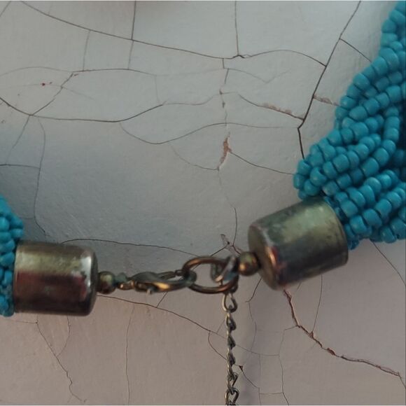 Vintage Turquoise Seed bead collar Necklace - Picture 4 of 5